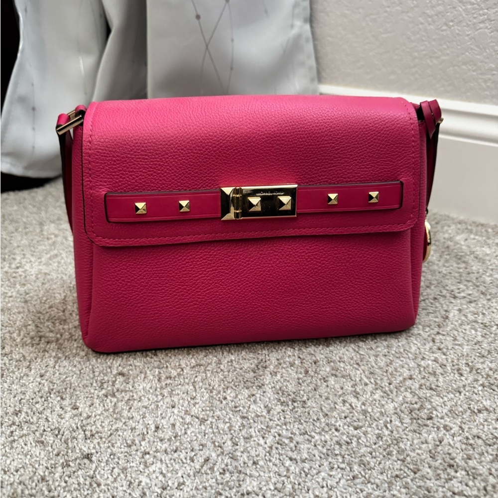 Michael Kors Fuchsia Crossbody Bag with Gold Accents